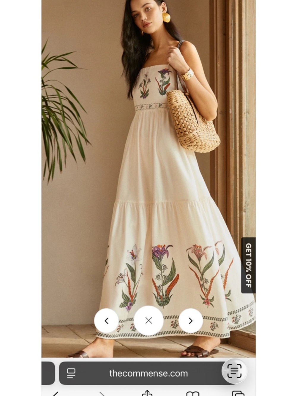 Commense Cream Maxi Dress with Multicolor Floral Embroidery